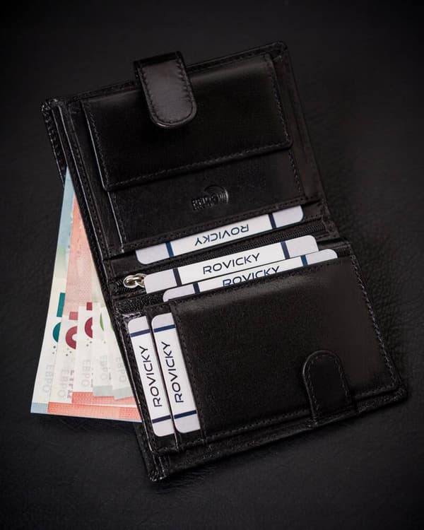 Pánská peněženka z přírodní kůže vybavená systémem RFID - Rovicky