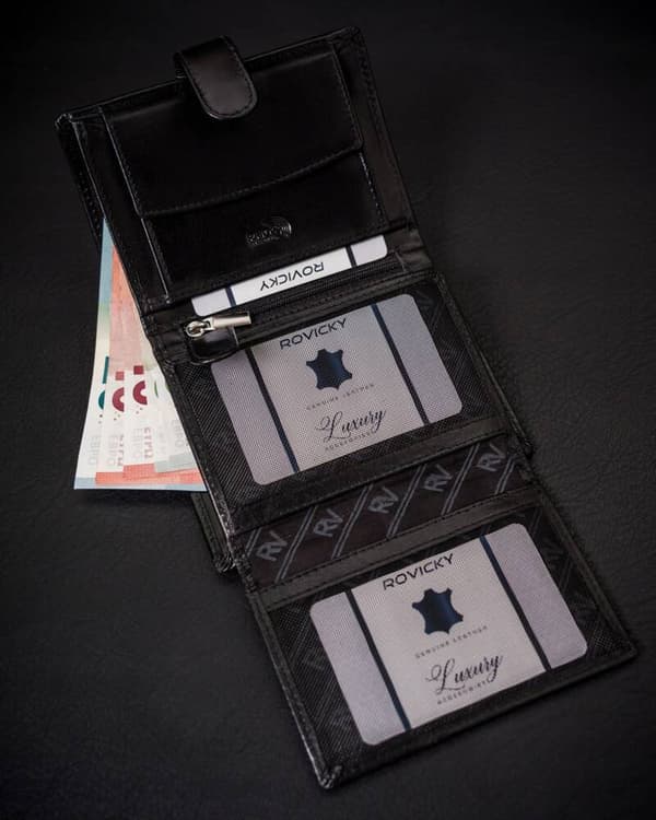 Kožená pánská peněženka vybavená systémem RFID - Rovicky