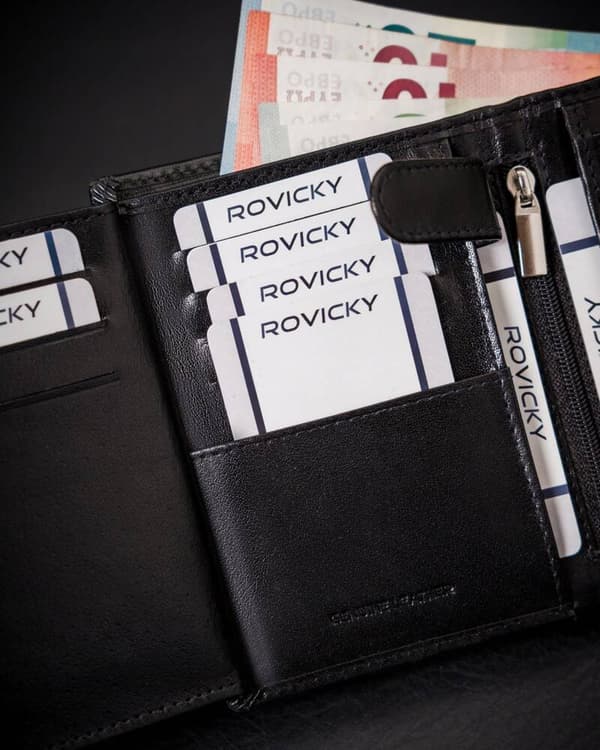 Kožená pánská peněženka vybavená systémem RFID - Rovicky