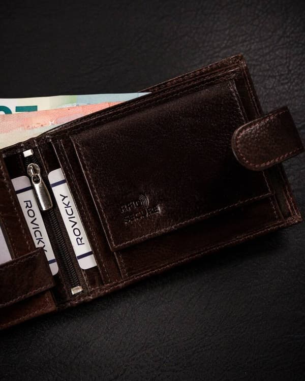 Velká, kožená pánská peněženka na patentku - Rovicky