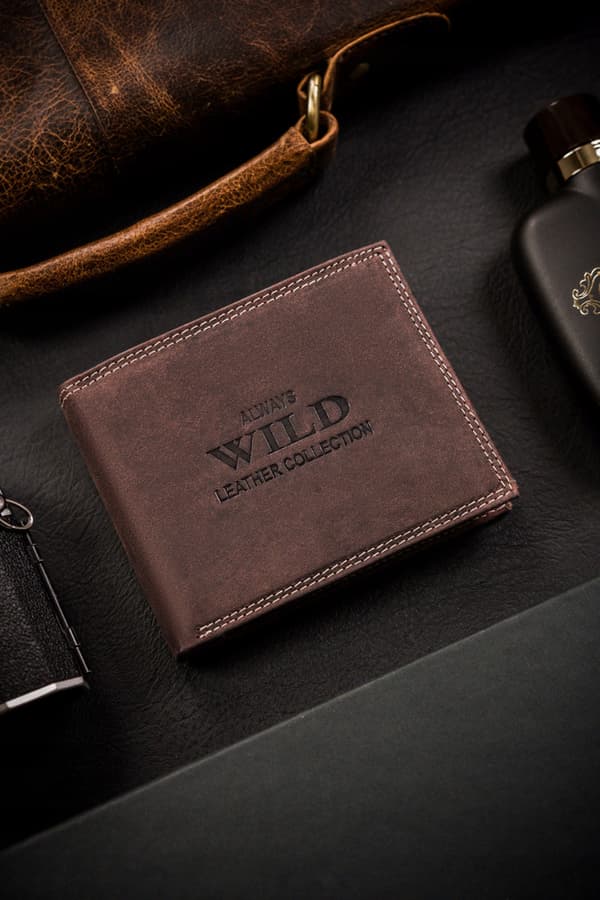 Velká pánská peněženka z přírodní kůže bez zapínání - Always Wild