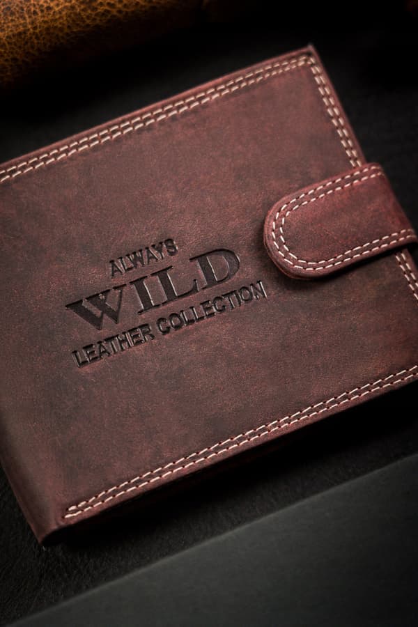 Velká pánská peněženka z přírodní kůže se zapínáním na patentku - Always Wild