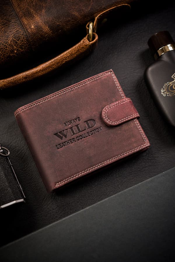 Velká pánská peněženka z přírodní kůže se zapínáním na patentku - Always Wild