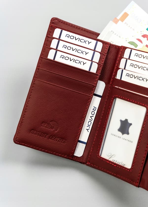 Dámská peněženka z přírodní a ekologické kůže se zapínáním a patentkou - 4U Cavaldi