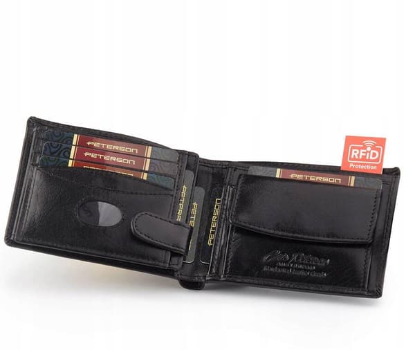 Kožená, střední pánská peněženka s RFID systémem - Peterson
