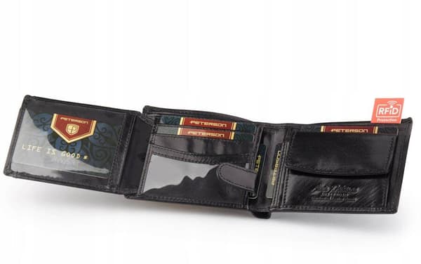 Kožená, střední pánská peněženka s RFID systémem - Peterson