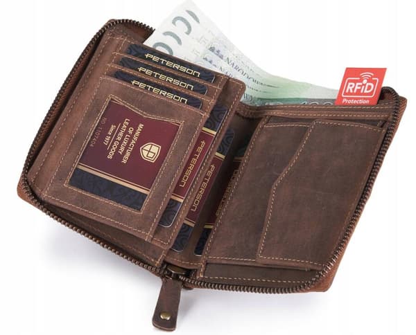 Velká, kožená pánská peněženka na zip - Peterson