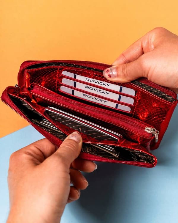 Velká dámská peněženka na zip z přírodní kůže - Lorenti