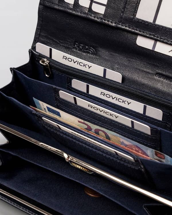 Stor læderpung med RFID Protect-system - Rovicky