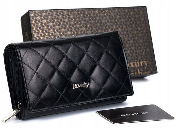 Elegantní peněženka z prošívané přírodní kůže - Rovicky