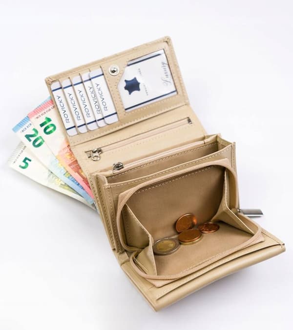 Dámská kožená peněženka se zapínáním na patentky - Rovicky