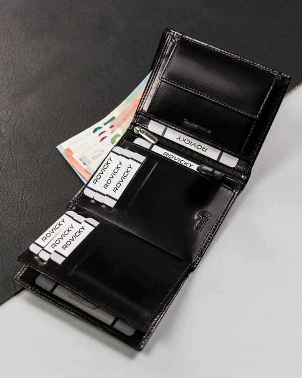 Kožená, velká pánská peněženka s RFID systémem - Rovicky