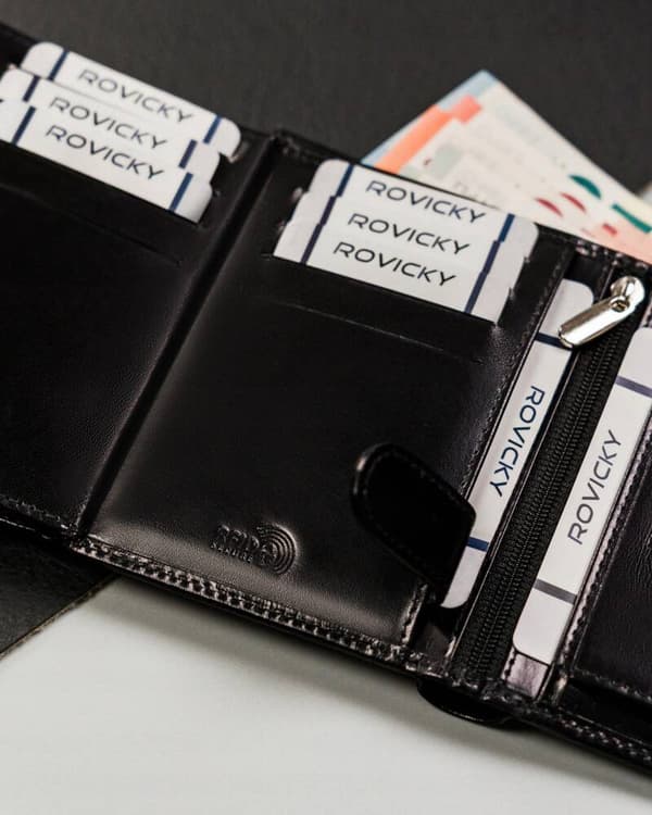 Kožená, velká pánská peněženka s RFID systémem - Rovicky