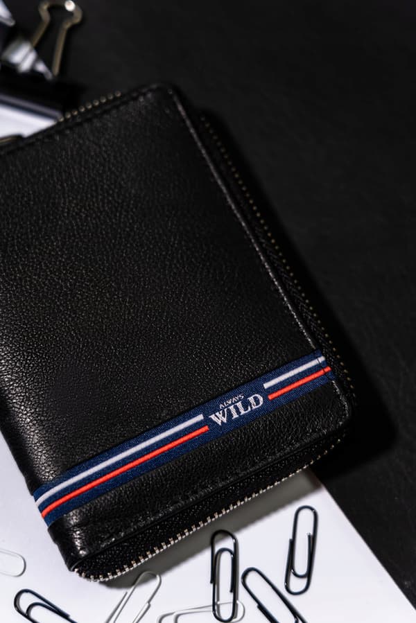 Stor, læder pung til mænd med lynlås - Always Wild