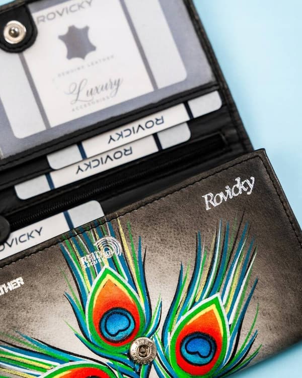 Velká, kožená dámská peněženka na patentku - Rovicky