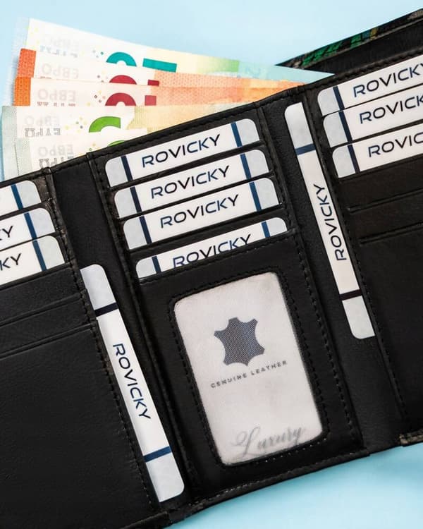 Velká dámská peněženka na patentku, vyrobená z přírodní kůže - Rovicky