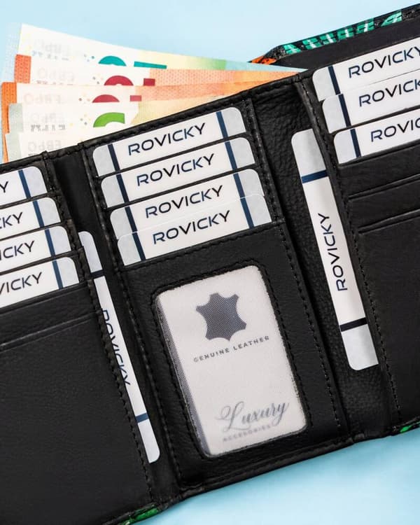 Velká dámská peněženka na patentku, vyrobená z přírodní kůže - Rovicky