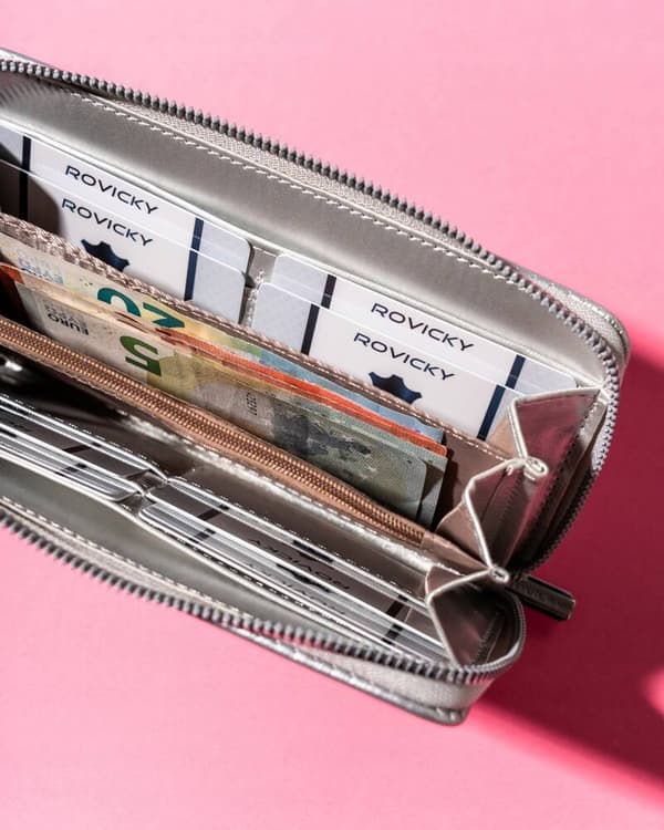 Prošívaná, velká dámská peněženka-penál na zip - Rovicky