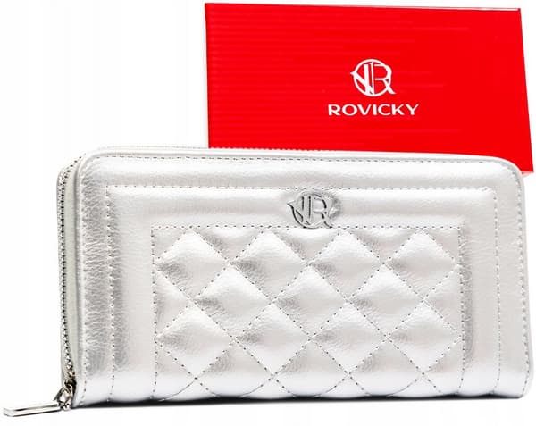 Prošívaná, velká dámská peněženka-penál na zip - Rovicky
