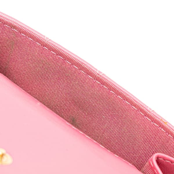 Pre-owned Chanel Lambskin Boy Flap Compact Wallet Pink