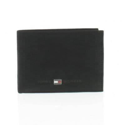 Liten Johnson trifold-plånbok i svart läder - Tommy Hilfiger