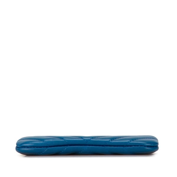 Pre-owned Chanel Chevron Lambskin O Case Pouch Blue