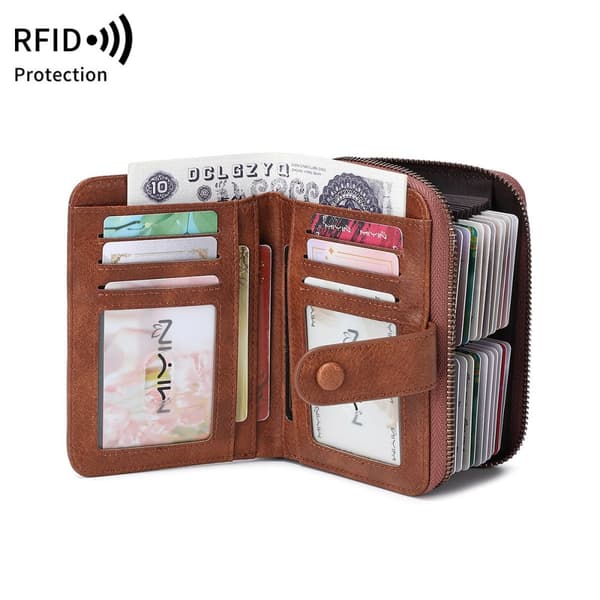 INF Ny RFID-dragspelskortplånbok Brun0
