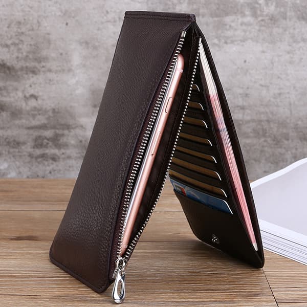INF RFID-blockerande läderplånbok för män, Slim Bifold-plånbok 0