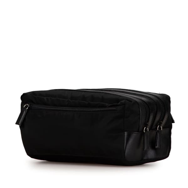 Pre-owned Prada Tessuto Double Zip Pouch Black
