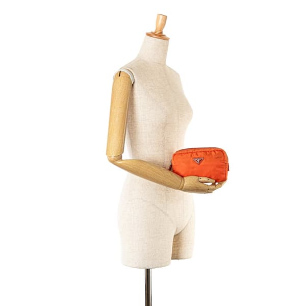Pre-owned Prada Tessuto Pouch Orange