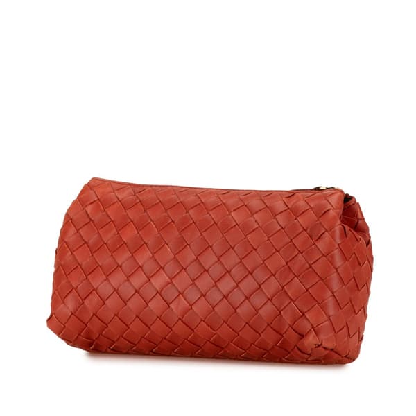 Pre-owned Bottega Veneta Intrecciato Leather Pouch Red