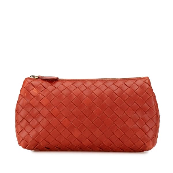 Pre-owned Bottega Veneta Intrecciato Leather Pouch Red