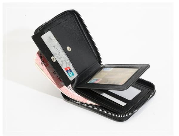 INF RFID-blockerande läderplånbok för män, Slim Bifold-plånbok med dragkedja