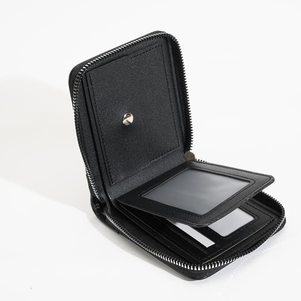 INF RFID-blockerande läderplånbok för män, Slim Bifold-plånbok med dragkedja