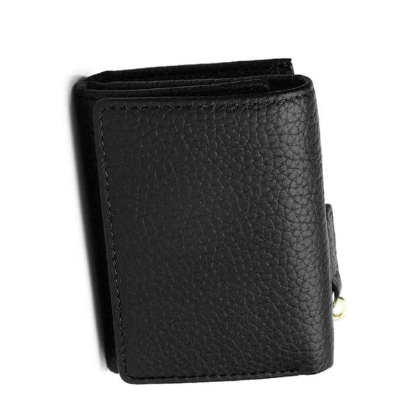 INF Ny RFID-blokkerende lærlommebok for kvinner, liten kompakt bifold-glidelåslommebok