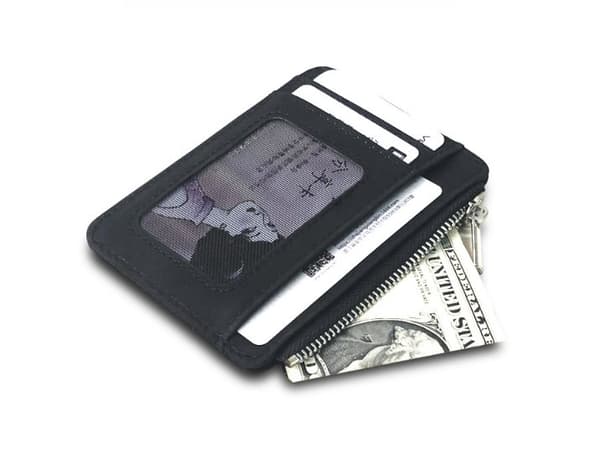 INF Ny slim bifold lommebok for menn med myntlomme med glidelås