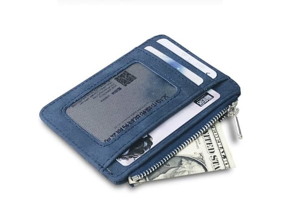 INF Ny slim bifold lommebok for menn med myntlomme med glidelås