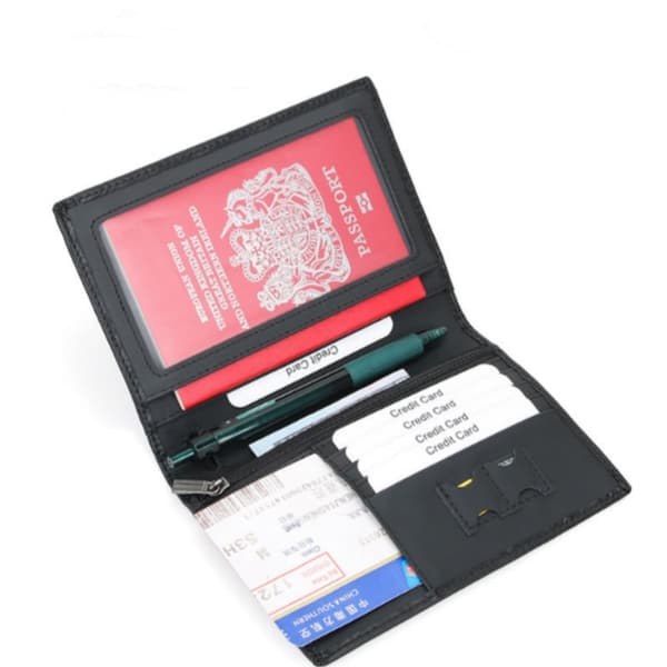 INF Lommebok for RFID-blokkerende passholder i ekte skinn