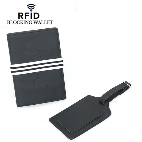 INF RFID-läderpasshållare+bagageetikett