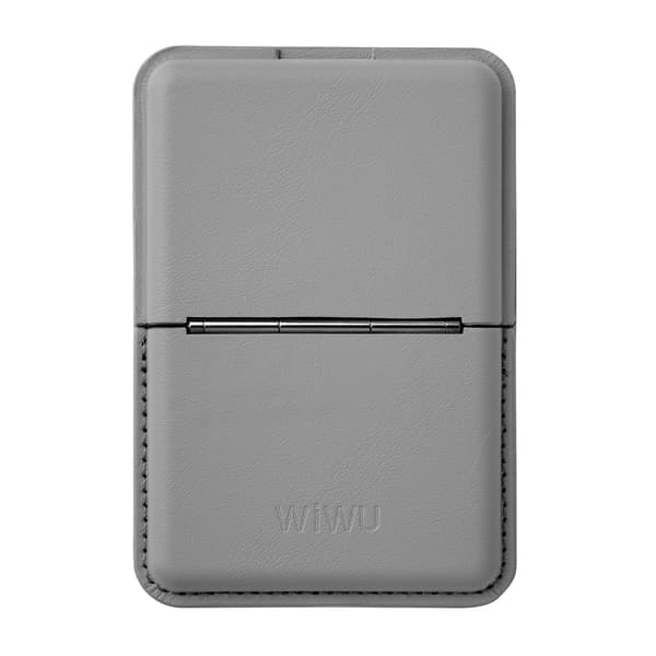 WIWU-kortholder med magnetisk MagSafe-kompatibilitet i PU-læder - Grå