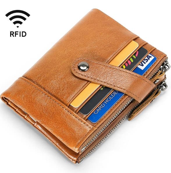 INF RFID-plånbok i läder för män - smal korthållare med RFID-skydd