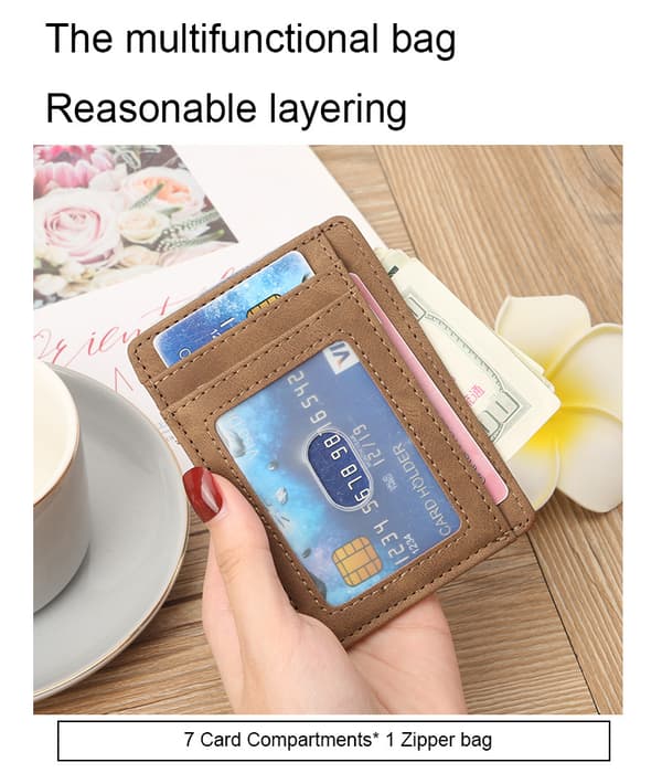 INF Slank bifold lommebok, kortholder i PU-skinn med myntlomme
