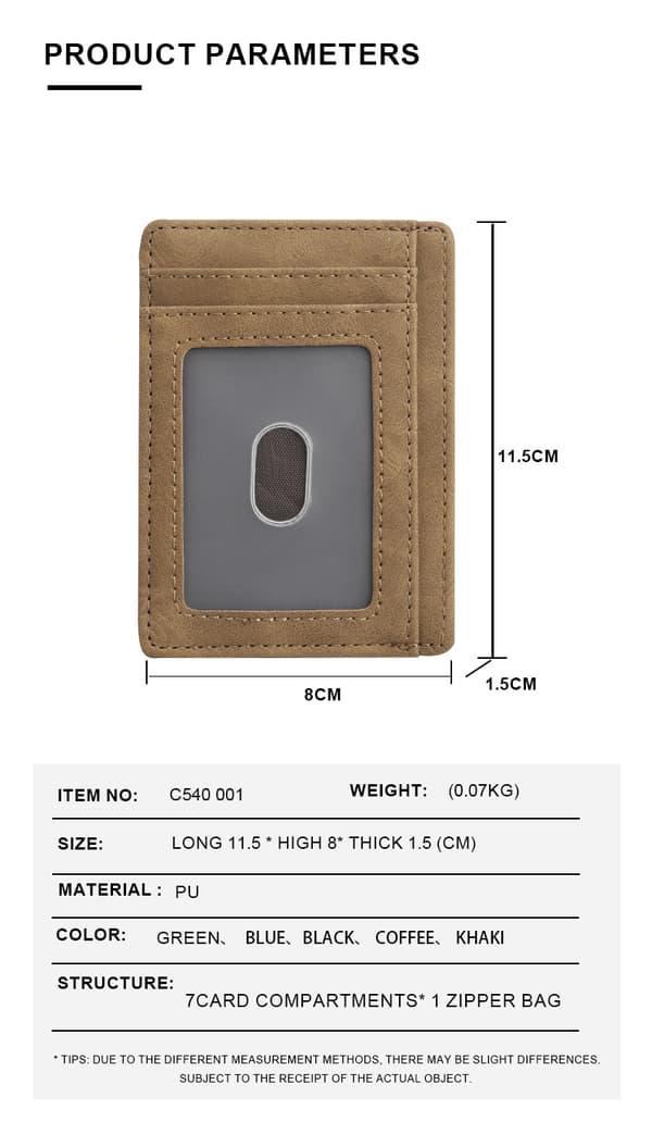 INF Slank bifold lommebok, kortholder i PU-skinn med myntlomme