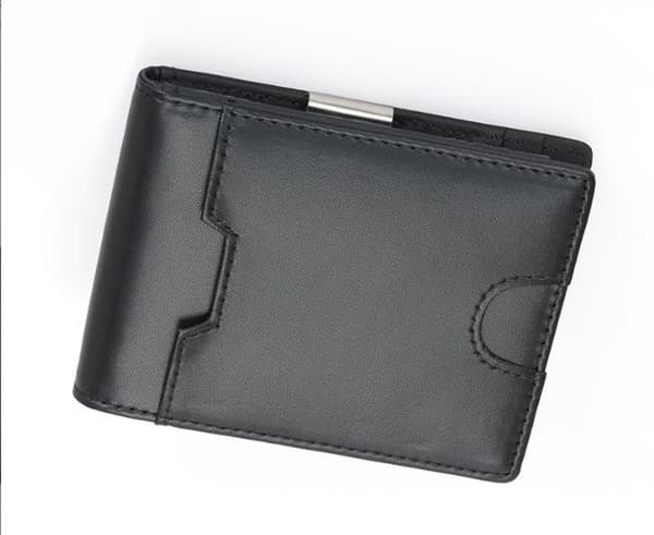 INF RFID-blockerande plånbok för pengar i läder, slimmad minimalistisk plånbok med framfickor Model 1