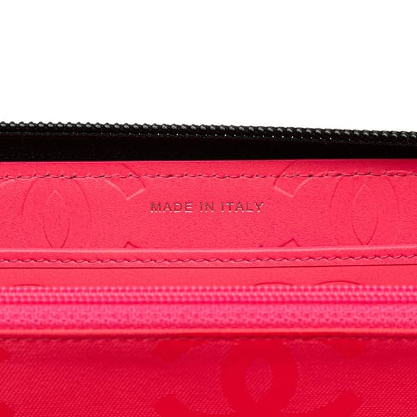 Pre-owned Chanel Lambskin Cambon Ligne Zip Around Long Wallet Black
