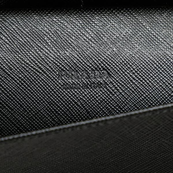 Pre-owned Prada Saffiano Zip Around Wallet Black