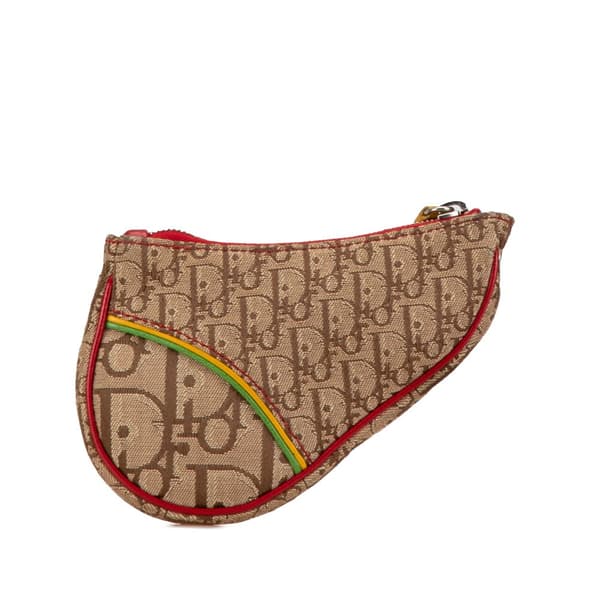 Pre-owned Dior Diorissimo Rasta Saddle Coin Pouch Brown