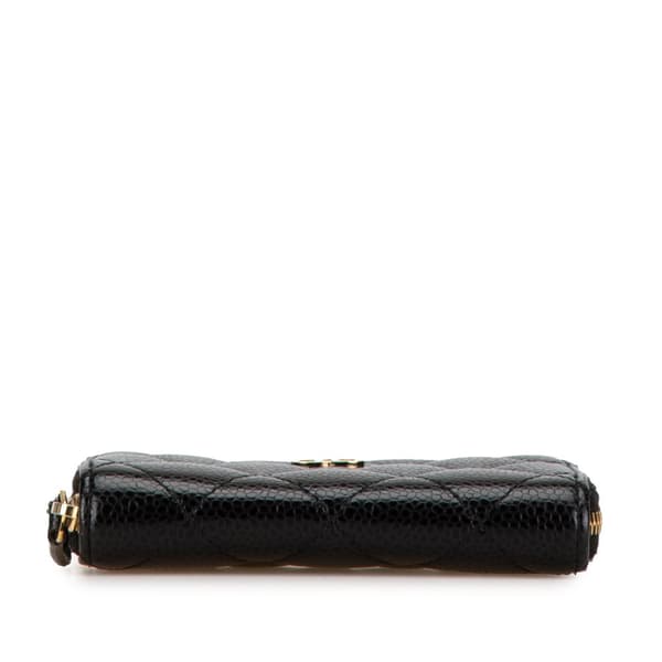 Pre-owned Chanel CC Caviar Zip Around Wallet Black