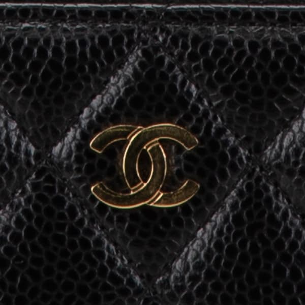 Pre-owned Chanel CC Caviar Zip Around Wallet Black
