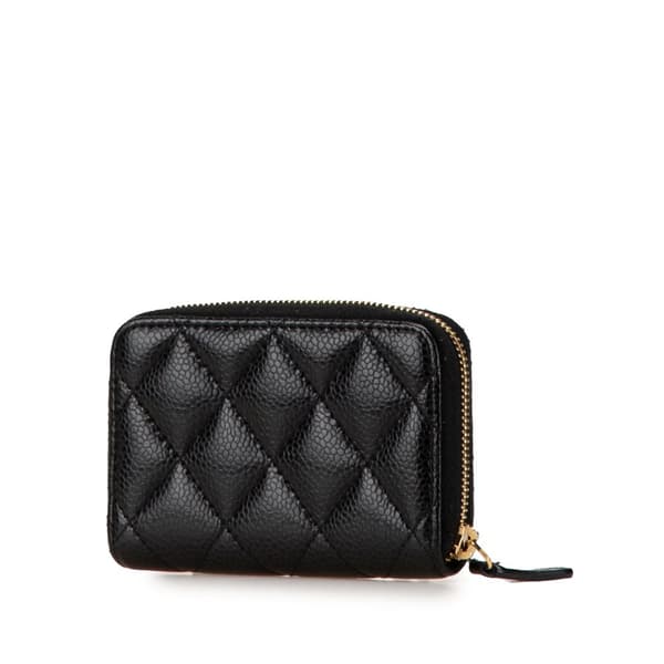 Pre-owned Chanel CC Caviar Zip Around Wallet Black